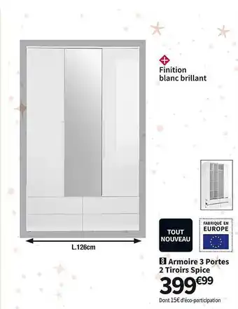 Conforama Armoire 3 portes 2 tiroirs spice offre