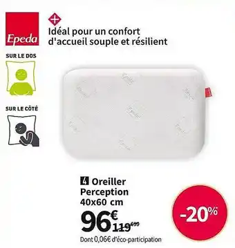 Conforama Oreiller perception 40x60 cm offre