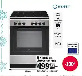 Conforama Cuisinière vitrocéramique indesit offre