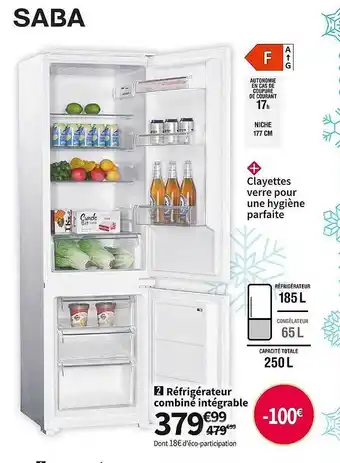Conforama Réfrigérateur combine intégrable saba offre