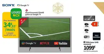 Conforama Sony google tv téléviseur uhd connecté offre