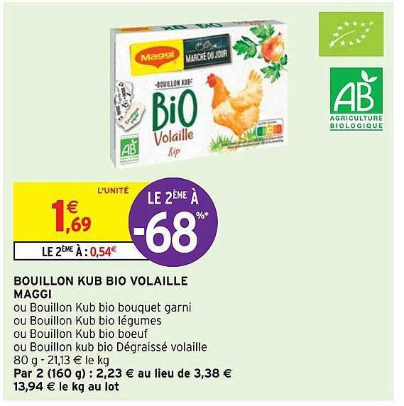 Promo Bouillon kub bio volaille maggi chez Intermarché Express