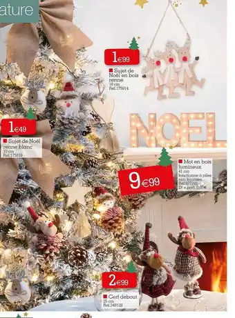 Kandy Sujet de noël renne blanc, cerf debout, mot en bois lumineux, sujet de noël en bois renne offre