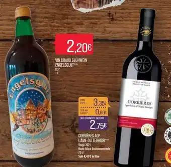 Match Vin chaud glühwein engelsglut corbières aop l'âme du terroir rouge 2021 haute valeur environmentale offre