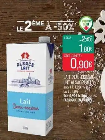 Match Lait demi-écrémé uht alsace lait le 2ème à -50% offre