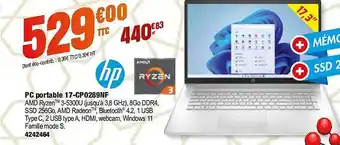 Plein ciel Pc portable 17-cp0289nf hp offre