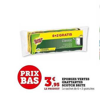 Super U Éponges vertes grattantes scotch brite offre