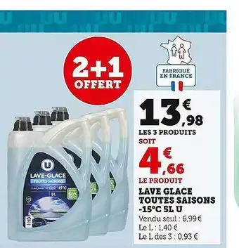 Super U Lave glace toutes saisons -15° 5l u 2+1 offert offre