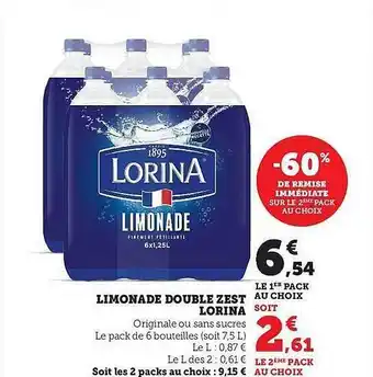 Hyper U Limonade double zest lorina offre