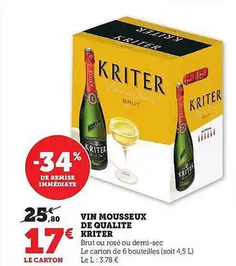Hyper U Vin mousseux de qualité kriter offre