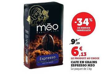 Hyper U Café en grains espresso méo offre