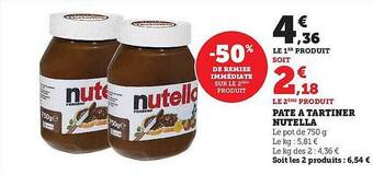 Hyper U Pâte à tartiner nutella offre
