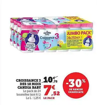 Hyper U Croissance 3 dès 10 mois candia baby offre