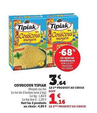 Hyper U Couscous tipiak offre