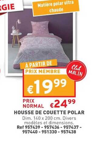 Trafic Housse de couette polar offre