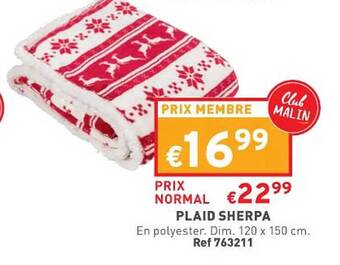 Trafic Plaid sherpa offre