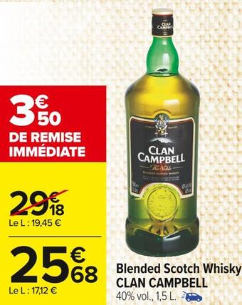 Carrefour Market Clan campbell blended scotch whisky offre
