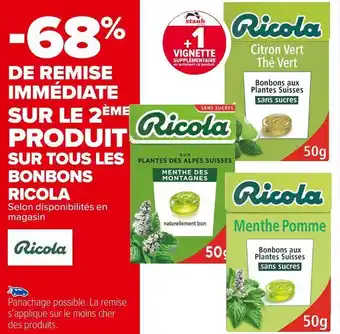 Carrefour Market Ricola -68% de remise immédiate sur le 2ème produit sur tous les bonbons ricola offre