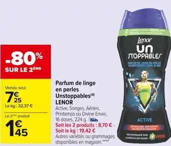 Carrefour Market Lenor parfum de linge en perles unstoppables offre
