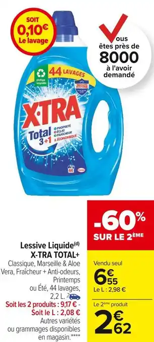 Carrefour Market X-tra total+ lessive liquide offre