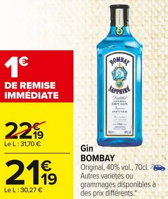 Carrefour Market Bombay gin offre