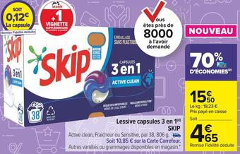Carrefour Market Skip lessive capsules 3 en 1 offre
