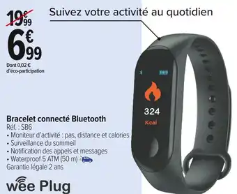 Carrefour Market Wee plug bracelet connecté bluetooth offre