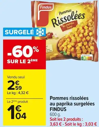 Carrefour Market Findus pommes rissolées au paprika surgelées offre