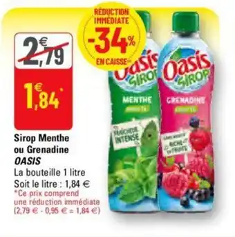 G20 Sirop Menthe ou Granadine offre