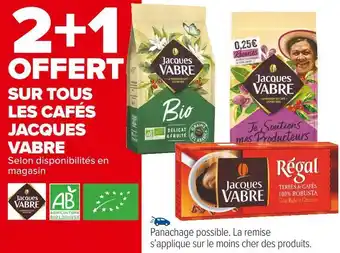 Jacques vabre 2+1 offert sur tous les cafés de la marque jacques vabre
