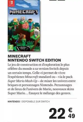 Carrefour Minecraft nitendo switch edition offre