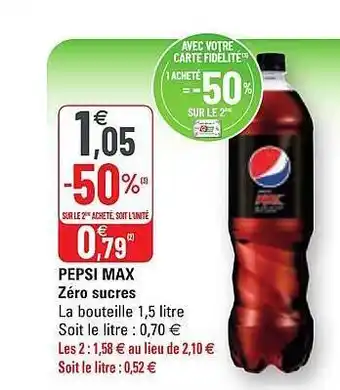 G20 Pepsi max zéro sucres offre