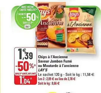 G20 Chips à l'ancienne saveur jambon fumé ou moutarde à l'ancienne lay's offre