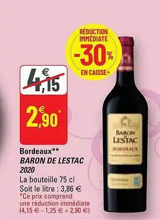 G20 Bordeaux baron de lestac 2020 offre