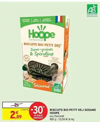 Intermarché Hyper Biscuits bio petit déj sésame hoope offre