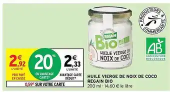 Intermarché Hyper Huile vierge de noix de coco regain bio offre