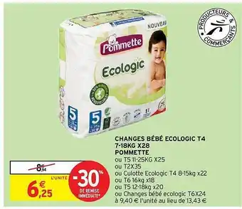 Intermarché Hyper Changes bébé ecologic t4 7-18 kg x28 pommette offre