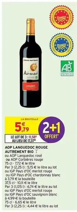 Intermarché Hyper Aop languedoc rouge autrement bio offre