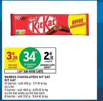 Intermarché Hyper Barres chocolatées kit kat offre