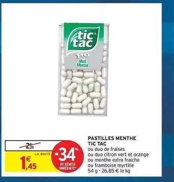 Pastilles menthe tic tac
