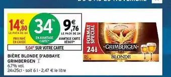 Intermarché Hyper Bière blonde d'abbaye grimbergen offre