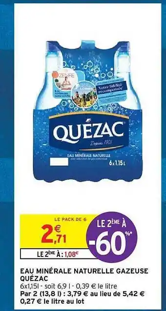 Eau minérale naturelle gazeuse quézac