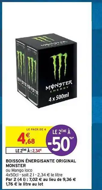 Intermarché Hyper Boisson énergisante original monster offre