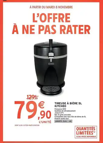Intermarché Hyper Tireuse à bière 5l kitcheo offre
