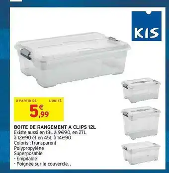 Intermarché Hyper Boîte de rangement à clips 12l kis offre