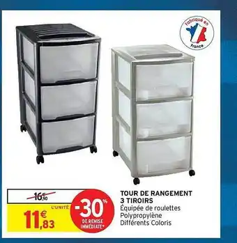 Intermarché Hyper Tour de rangement 3 tiroirs offre