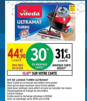 Intermarché Hyper Kit de lavage turbo ultramat vileda offre