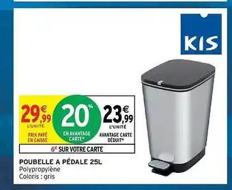 Intermarché Hyper Poubelle à pédale 25l kis offre