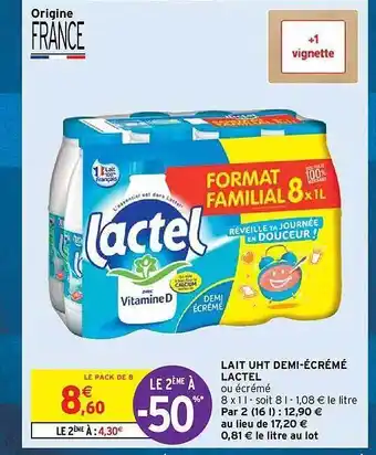 Intermarché Hyper Lait uht demi-écrémé lactel offre