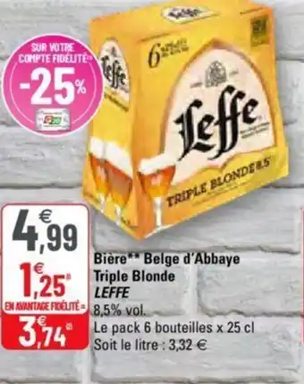 G20 Bière Belge d'Abbaye Triple Blonde offre